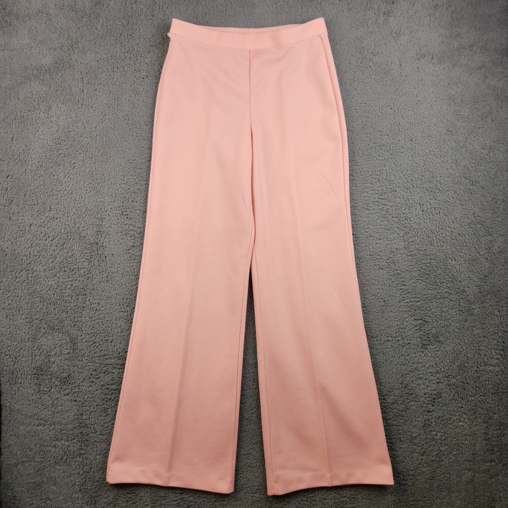 Vintage 70s Bell Bottom Pants Womens 12 (26x32) Pink High Waist Flare Polyester